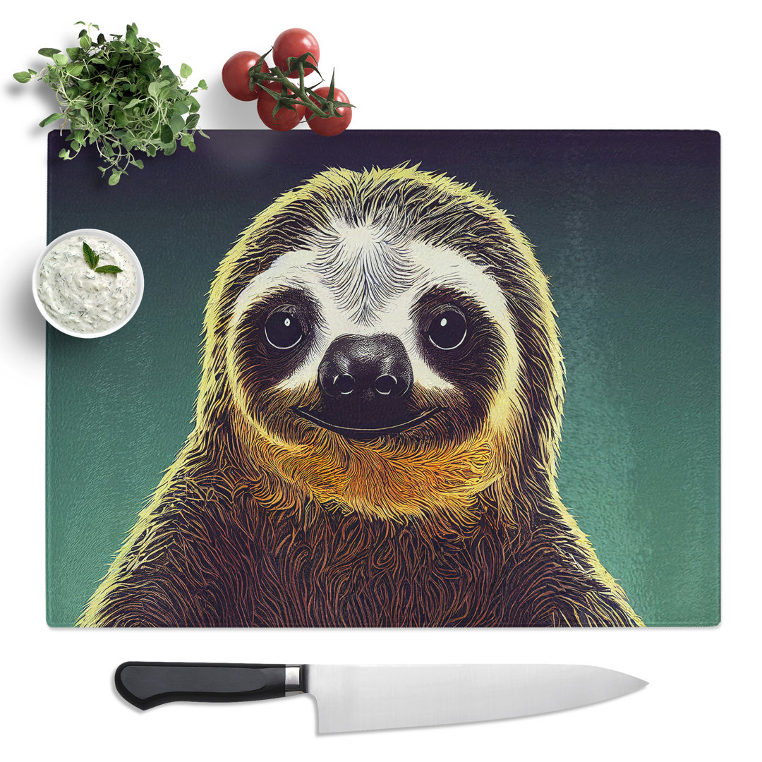 Inconceivable Sloth  Glass Chopping Board