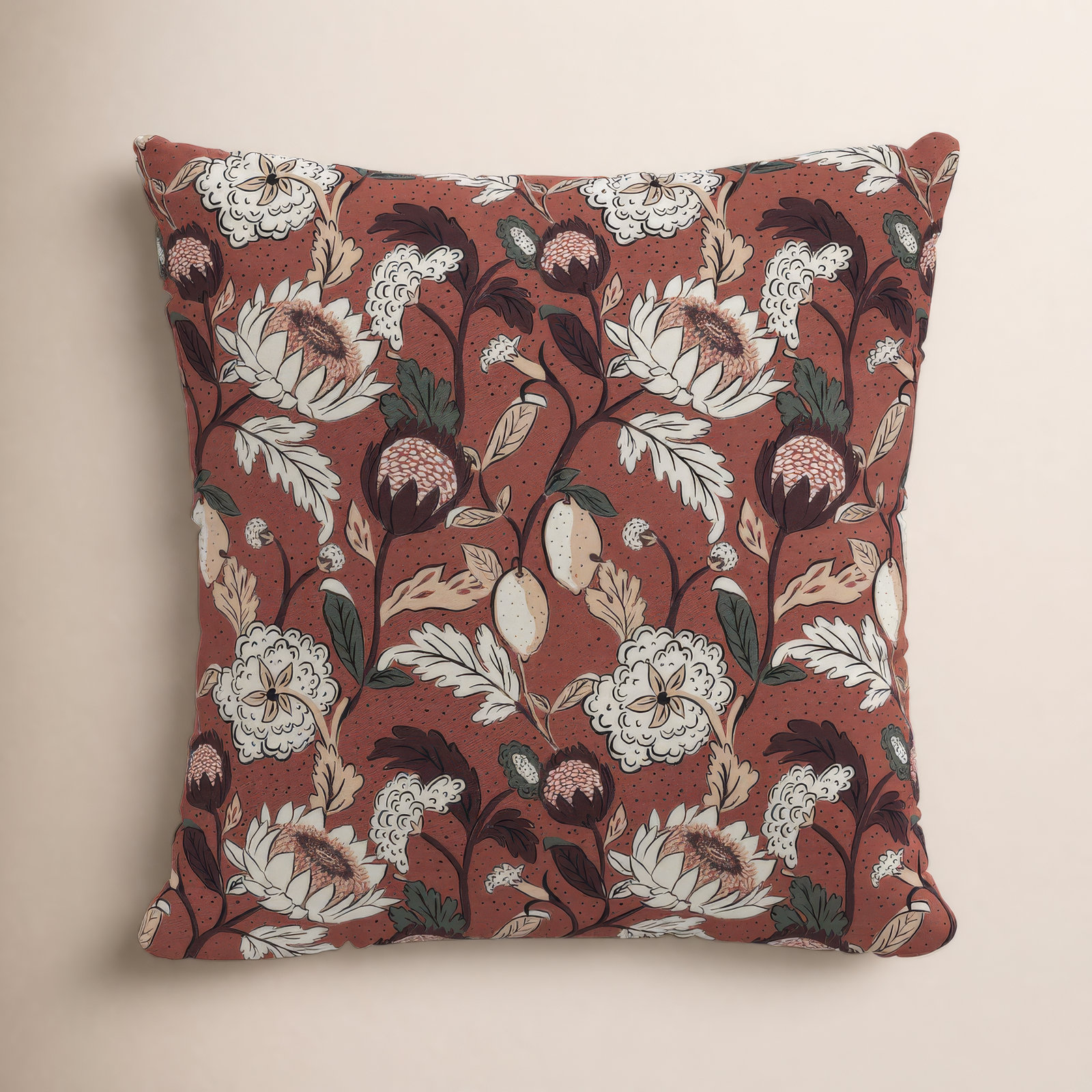 Arkins 22" x 22" Cotton Pillow Cover, 22, Polyester, Dottie Floral Weathered Rose OGA