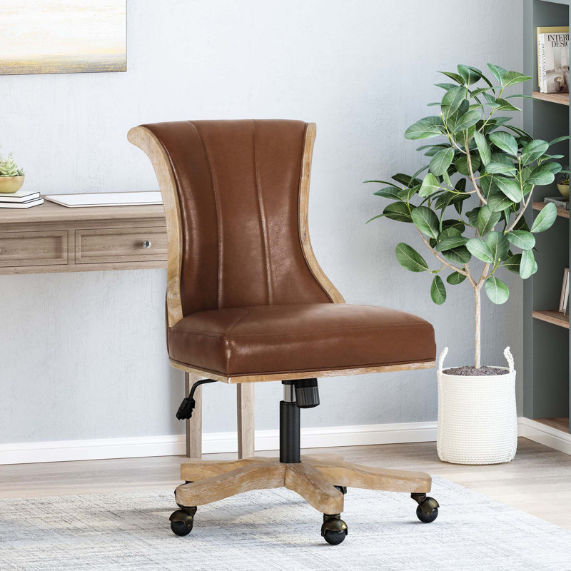 Swivel and Lift Office Chair, Natural, Natural