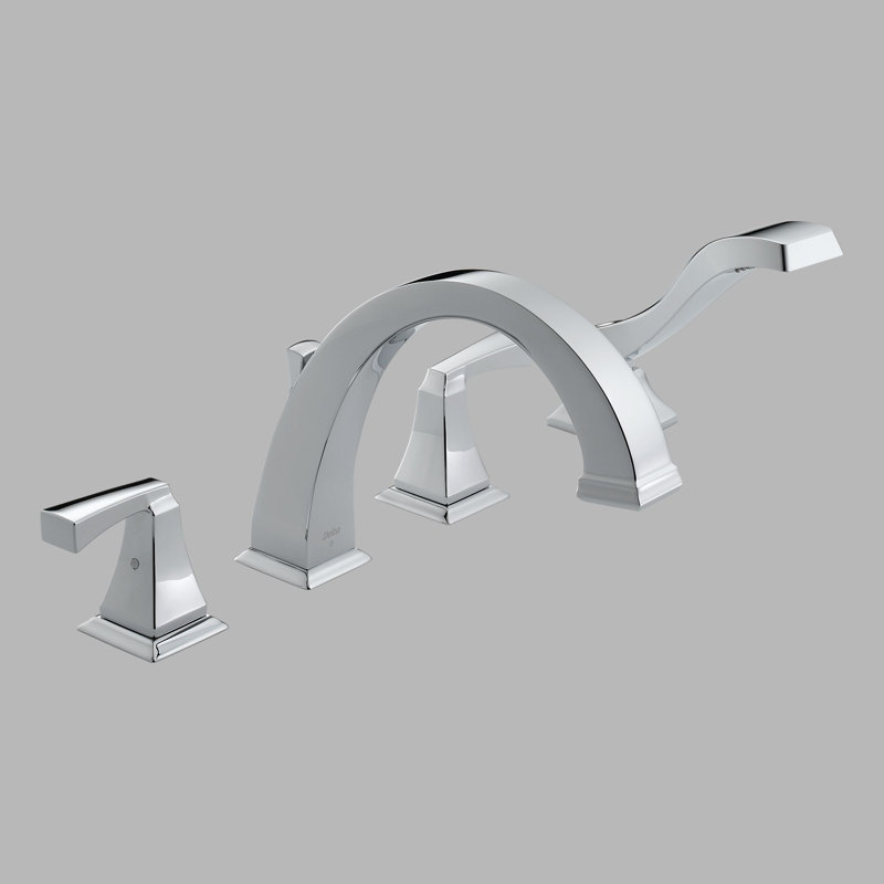 Dryden Double Handle Deck Mounted Roman Tub Faucet, Chrome