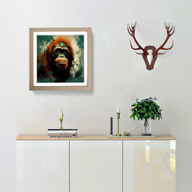 Orangutan Conceptual Art - Framed Print, Oak