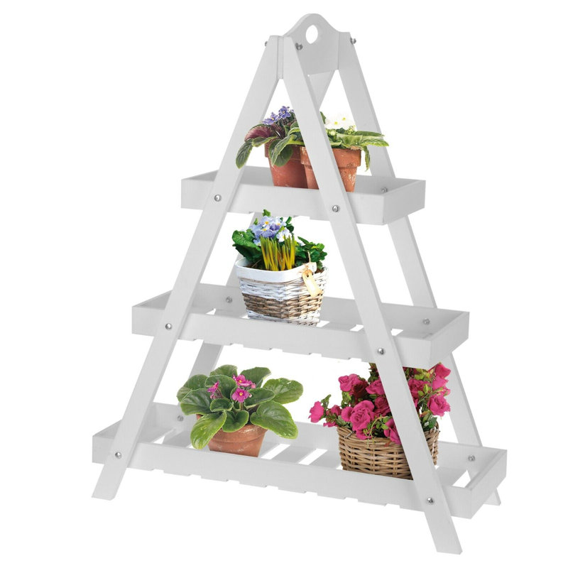 Alcaldes Wood Plant Stand, White