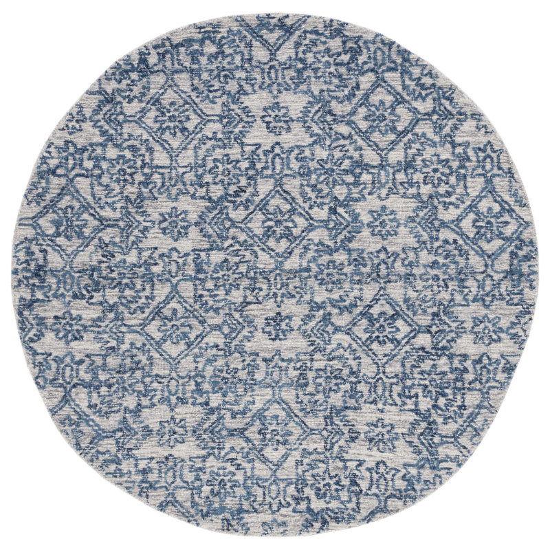Angeli Hand Tufted Wool And Cotton With Latex Geometric Rug, Round 5'