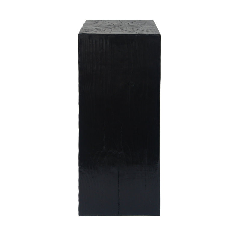Wood-Look Square-Column MGO End Table, 33.75" H x 14.5" W x 14.5" D, Black