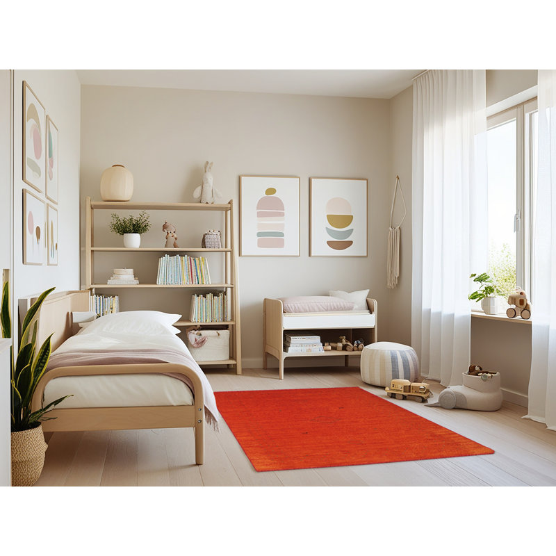 Tapis contemporain orange, Rectangle 4 pi x 6 pi