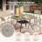 4-Person Round Patio Dining Set with Metal Dining Table and 4 Stackable Metal Armrest Chairs-271952414