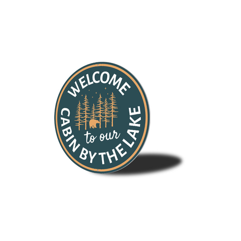 Plaque en aluminium Lake Cabin Welcome, H 18 po x l 18 po x P 0,06 po