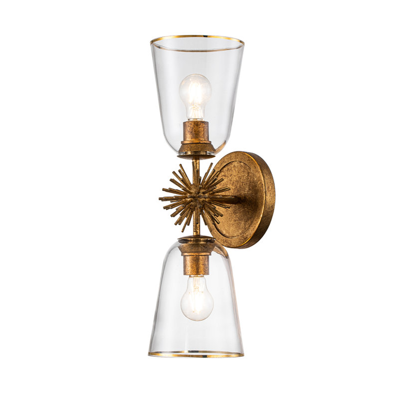 Staring 2 Light Armed Sconce, Gold Leaf