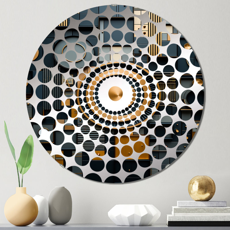 Miroir décoratif Esoteric Knowing In Teal and Gold II - Cercles concentriques, 23,6 po x 23,6 po