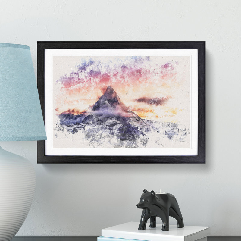 Matterhorn Mountain in Zermatt - Picture Frame Painting Print, 36cm H x 48cm W x 2cm D, Black Framed
