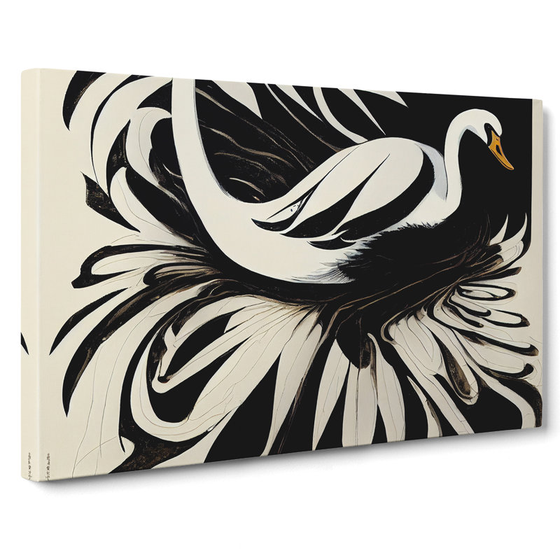 Timeless Abstract Swan - Wrapped Canvas Painting, 40cm H x 60cm W x 3cm D