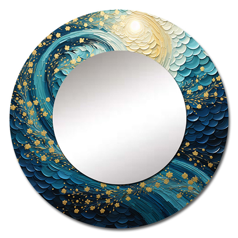 Glacier Glacial Sprial Pointillism III - miroir décoratif Glacier, miroir mural champêtre, impression d'art en métal, Rond
