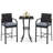 3-Piece Patio Wicker Rattan Bar Height Chairs and Square Table Set