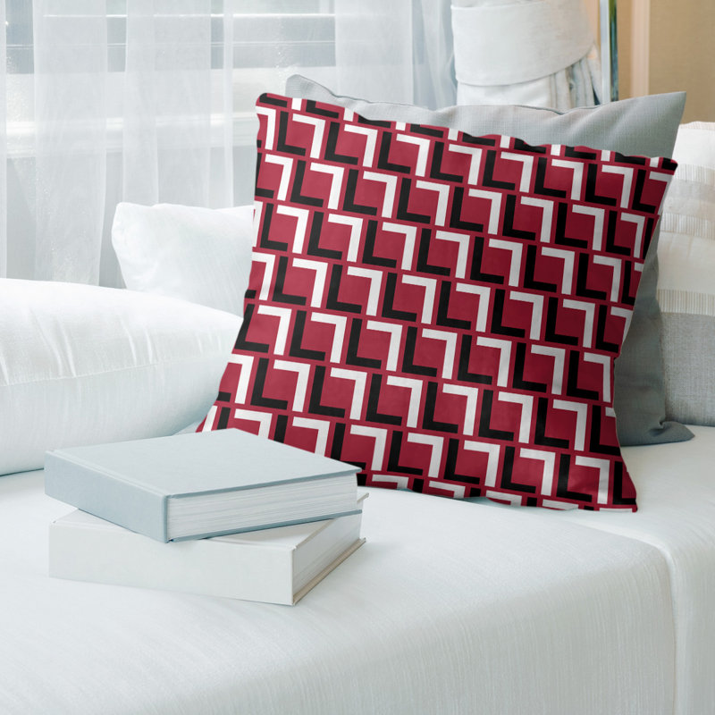 Housse de coussin Atlanta, 14 po x 14 po, Rouge / Blanc, Polyester sergé