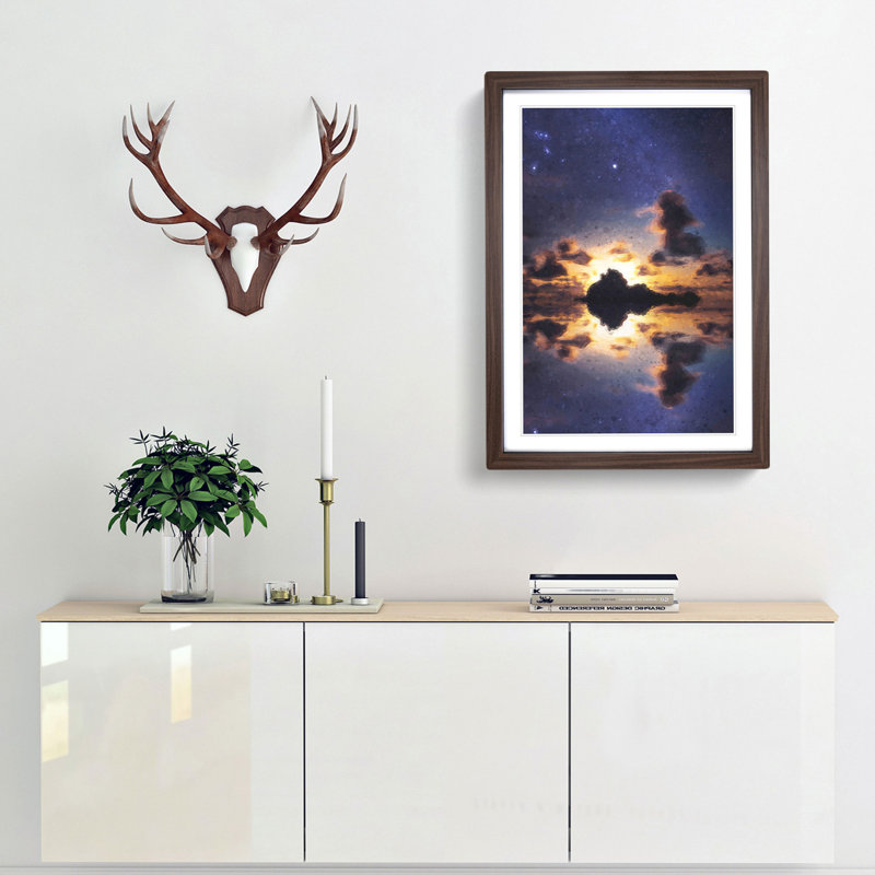 Stars Above Big Sur in California - Picture Frame Graphic Art Print, 36cm H x 27cm W x 2cm D, Walnut Framed