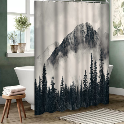Rideau de douche avec 12 crochets Banff National Park Foggy Mountains