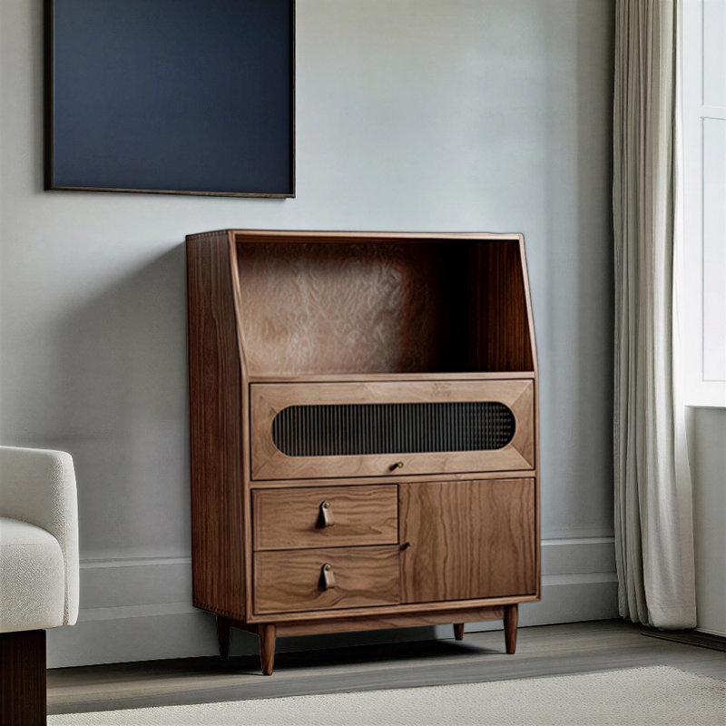 Petite armoire d'appoint multifonctionnelle pour petit ménage, Noyer