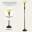 Lampe torchère sur pied 72 po avec abat-jour en verre albâtre Cadenza-718031209-718031208