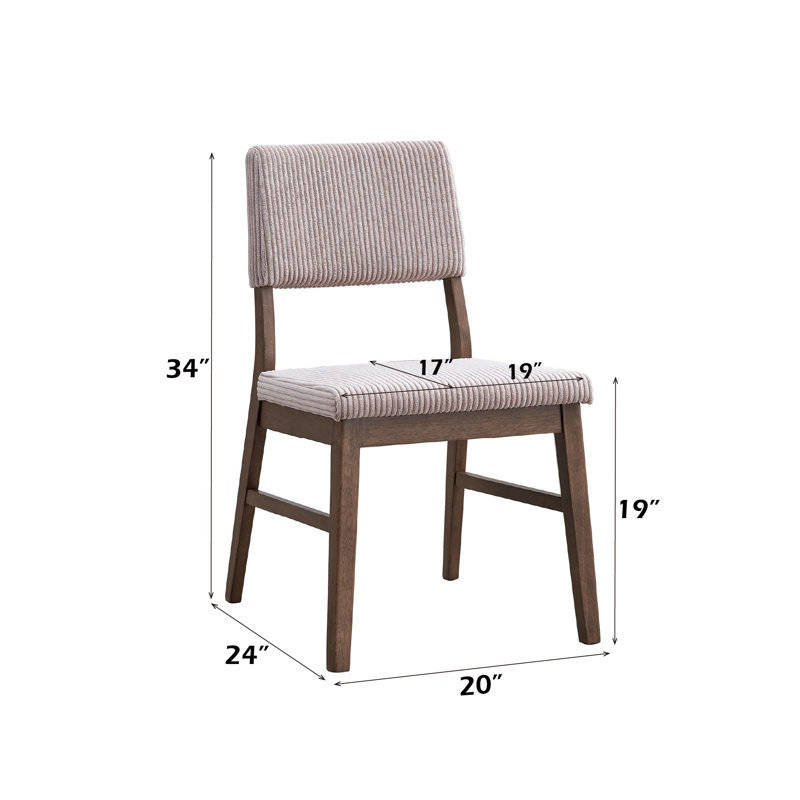 Ensemble de 2 chaises d'appoint rembourrées en velours côtelé Seda, Light Grey