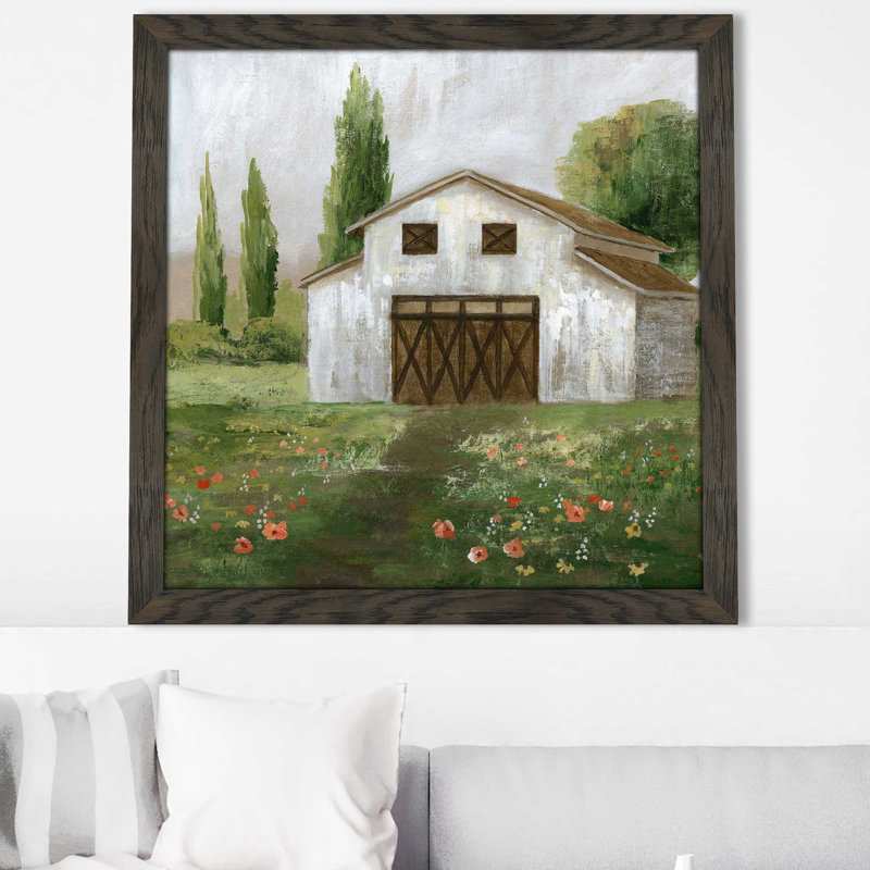 Country Barn II par Nan - Peinture, H 37,5 po x l 37,5 po x P 1 po, Cadre chocolat patiné