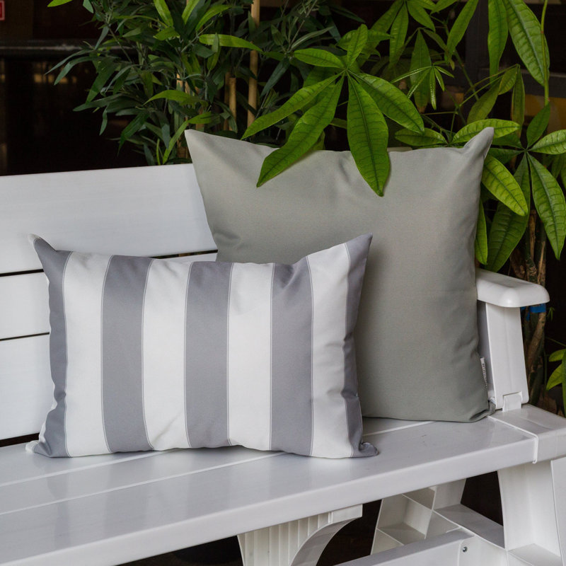 Horizon Stripe Pillow 14" x 20" - Outdoor & Indoor, Gray