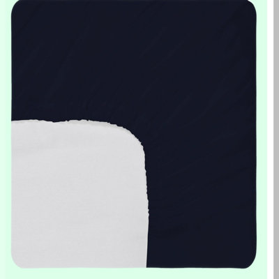 Luxury Navy Blue Sateen Fitted Sheet - 600 TC Cotton, Twin Size, Elastic All Around, Soft & Silky, Fits Mattress Up to 18", Deep Pocket Bedding