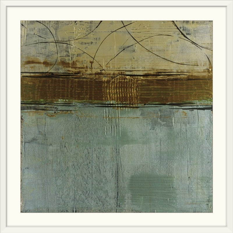 «Floris Cool Blue Canyon» par Liz Jardine, reproduction d'art, H 38 po x l 38 po x P 1 po, Cadre blanc