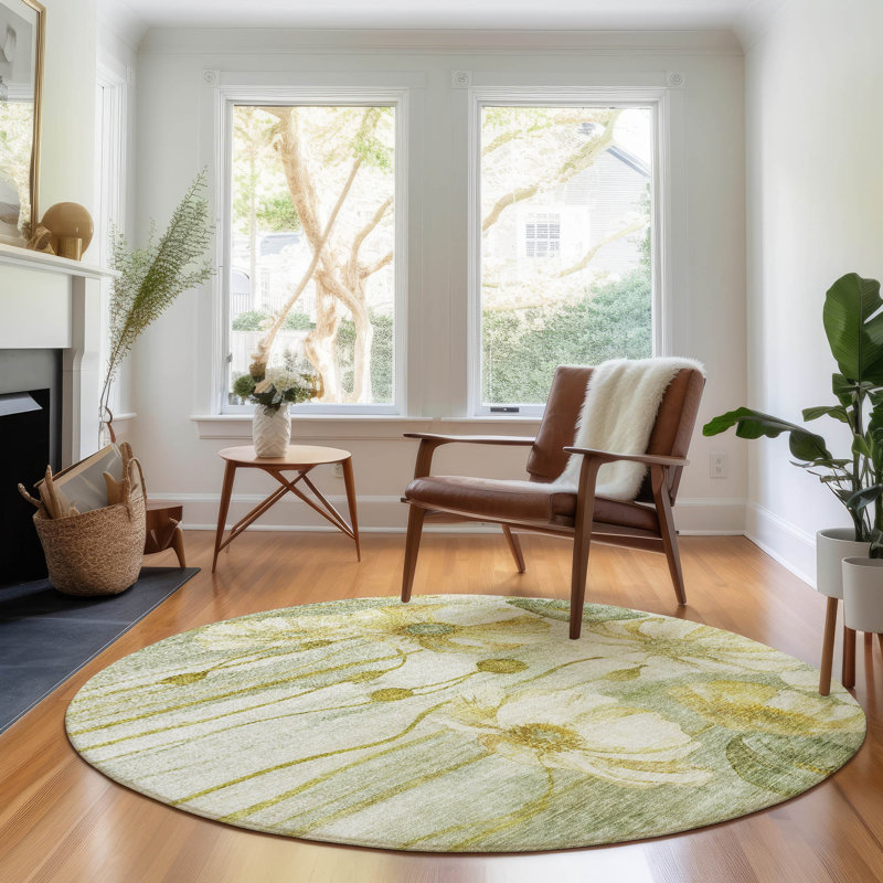 Tapis sauge de qualité supérieure Prisco, Rond 8 pi