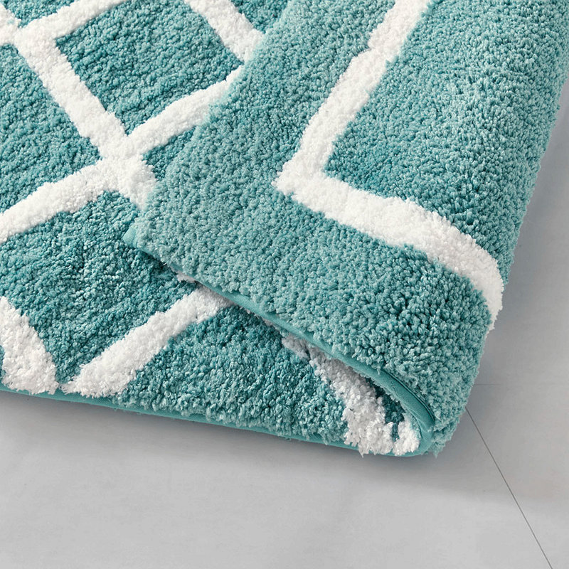 Reversible High Pile Tufted Microfiber Bath Rug, Aqua, 60" L x 24" W