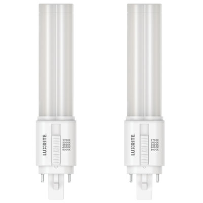 Luxrite Quad Style LED Light Bulb, G24Q 4-Pin Bulb Base, Type A+B, Ballast Compatible or Bypass, 5CCT, 9W, 1200 Lumens, 120-277V, Damp Rated 2 Pack