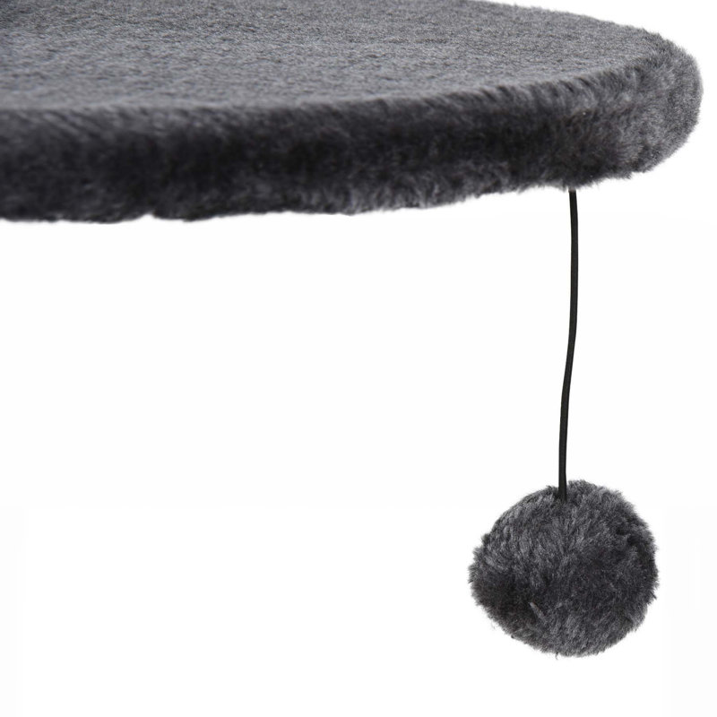 Arbre à chat réglable du sol au plafond avec plateformes à tapis, zones à gratter pour condos et cordes, gris foncé