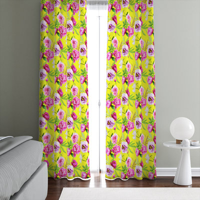 Panneaux de rideaux semi-transparents à motif floral