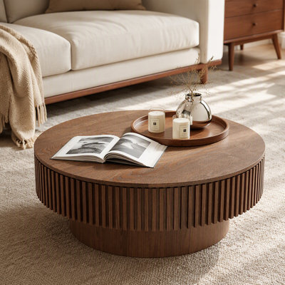 Table basse ronde avec rangement, table basse moderne