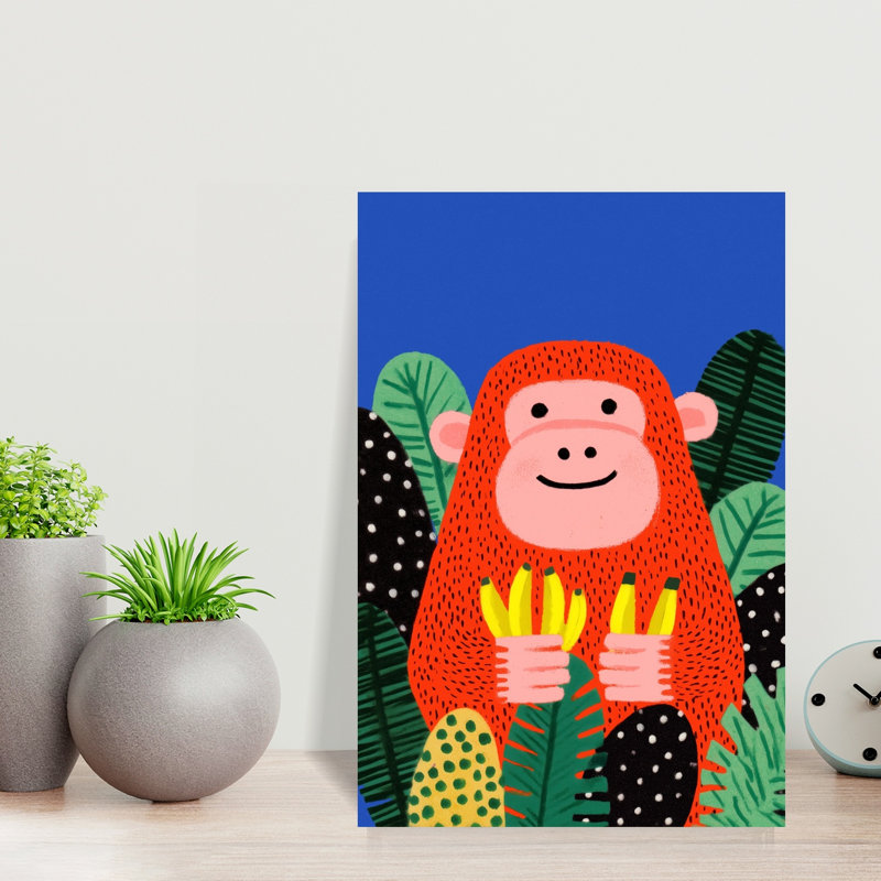 Banana Buddy Abstract Monkey Fruit Nature Wall Art Print by Treechild - Wrapped Canvas Print, 45.72cm H x 30.48cm W