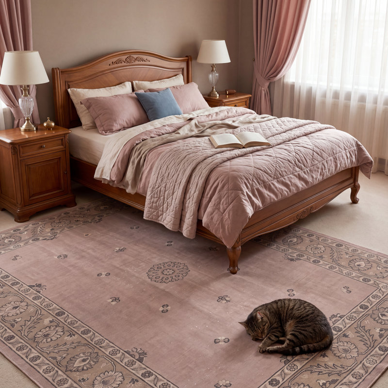 Tapis Linarite traditionnel à médaillon, style persan, vert, beige, gris, ivoire, antidérapant, à poils courts, pour l'intérieur et l'extérieur, adapté aux animaux domestiques, salon, chambre, salle à manger, entrée, couloir, bureau, rose, taupe, cuisine, idéal pour les zones de passage intensif, facile à nettoyer, imprimé, ultra doux et lavable.
