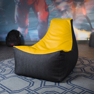 Pixel Gamer Bean Bag Chair - Game Room/Home Theater Bean Bag Chair, Premium Vinyl - Dark Denim by Jaxx