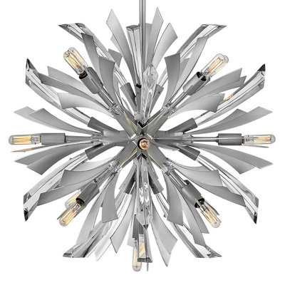 Lustre suspendu en orbe moderne à treize lumières de 22 po Vida avec détails en cristal