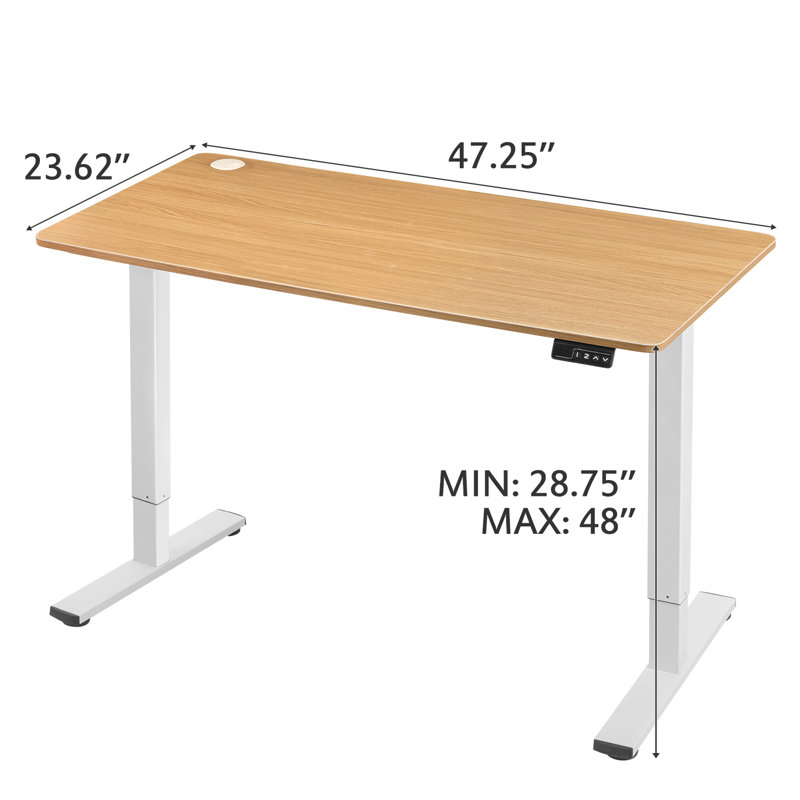 Lakyia Electric Height Adjustable Standing Desk, 48" H x 48" W x 24" D, Maple/White