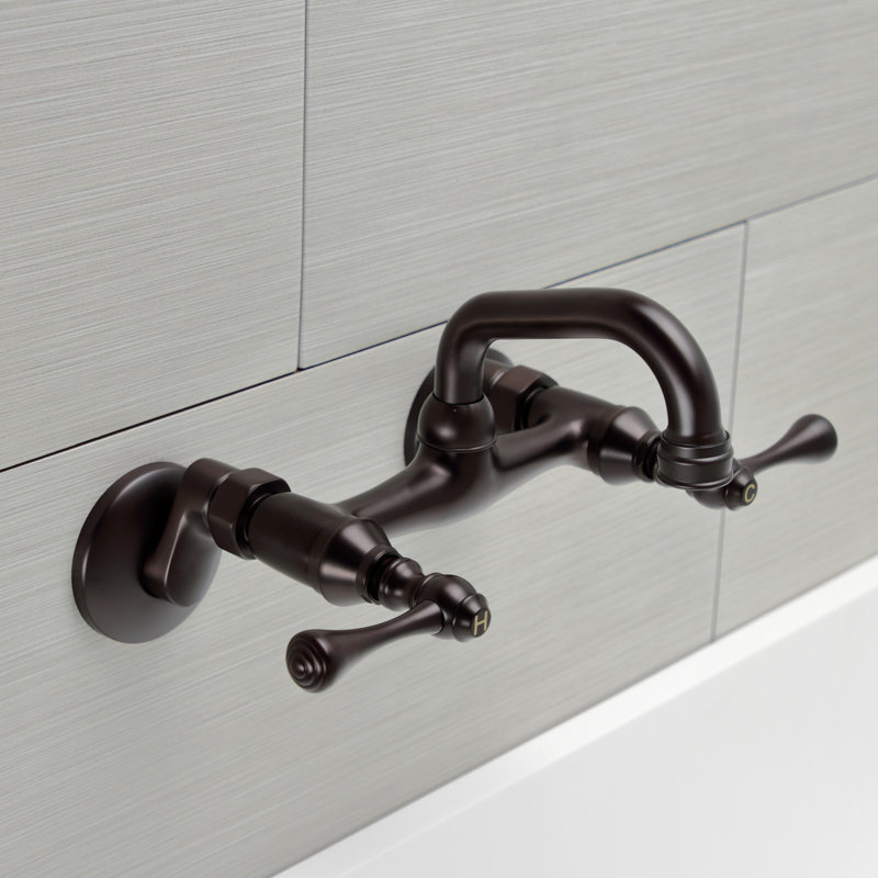 Kingston Brass Kingston Two-Handle 2-Hole Wall Mount Bar Faucet, Oil Rubbed Bronze
