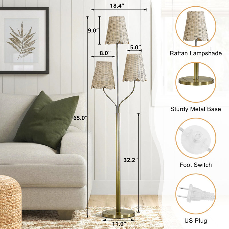 Lampe de coin 65 po Boho, Naturel