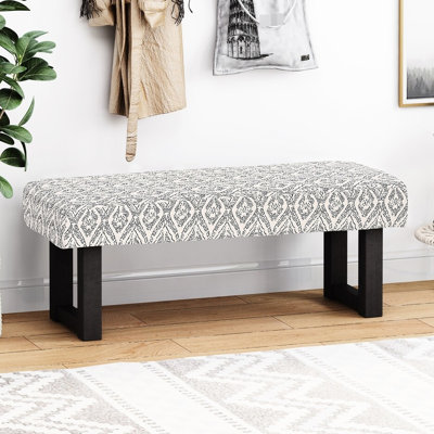 Banc en tissu Style à imprimé noir, l 47,73 po x P 16,1 po H 18,26 po, pour des besoins d'ameublement charmant, s'adapte à divers espaces