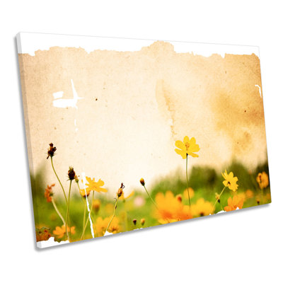 Vintage Grunge Floral Flowers - Wrapped Canvas Art Prints