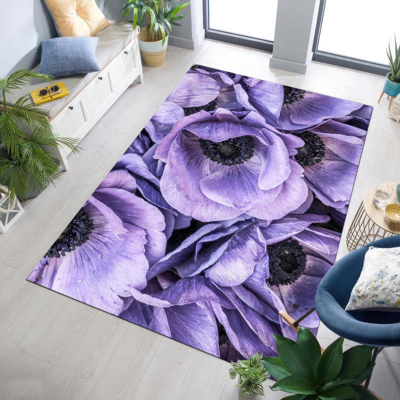 Floral Design Non Woven Thin Type Printed Rug Brings Lush Beauty to Your Living Space with Its Vibrant Colors and Intricate Pattern