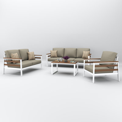 Townsend 4 Person Seating Group With Sunbrella Cushions by Birch Lane