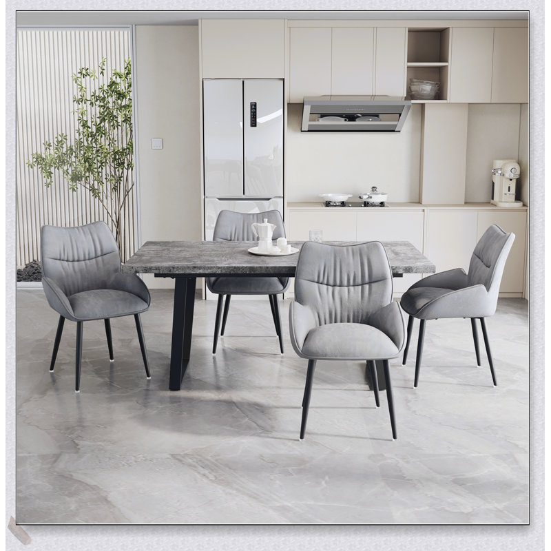 Ensemble de table de salle à manger et de chaises en bois aggloméré 62,9 pouces, élégant et durable, facile à assembler, parfait pour les réunions de famille et les réceptions