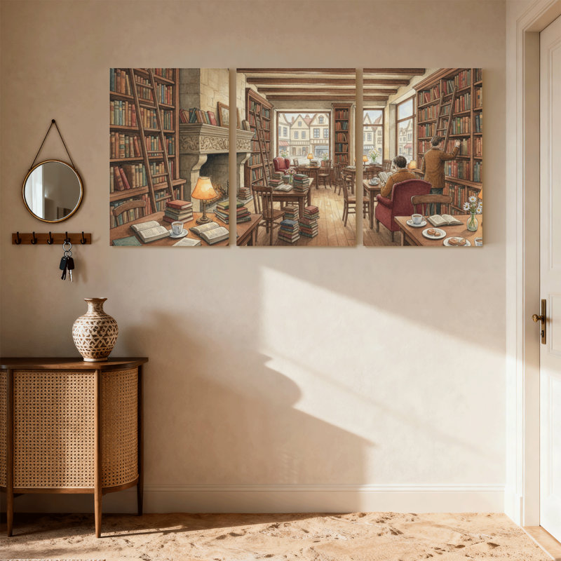 Ensemble de 3 impressions sur toile, ensemble de bibliothèque et espaces de lecture, H 36 po x l 72 po