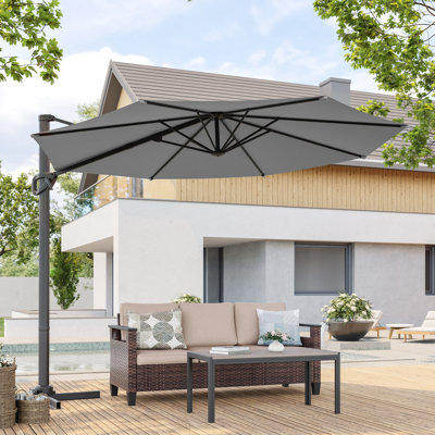 10FT Cantilever Umbrella with Solution-Dyed Fabric, Luxury Shade with 360° Rotation