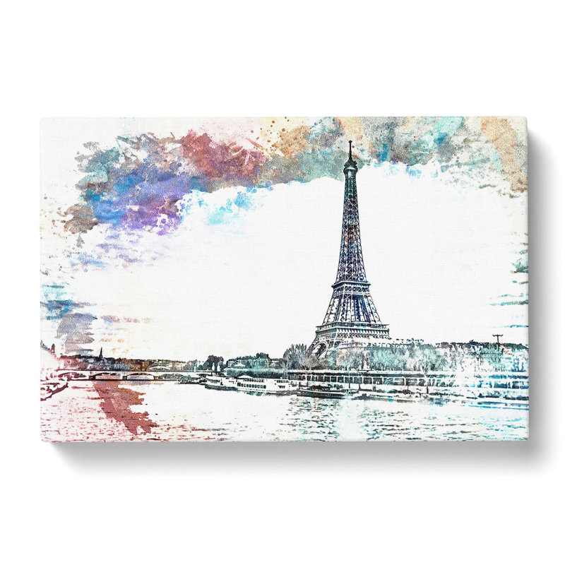 The Eiffel Tower in Paris France in Abstract - Wrapped Canvas, 35cm H x 50cm W x 3cm D