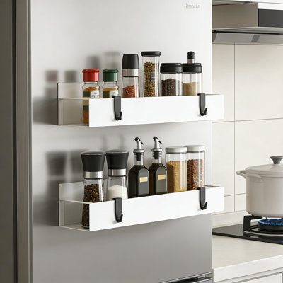 Magnétique étagère à épices, paquet de 2, réfrigérateur robuste et solution de rangement côté four pour économiser de l'espace dans la cuisine