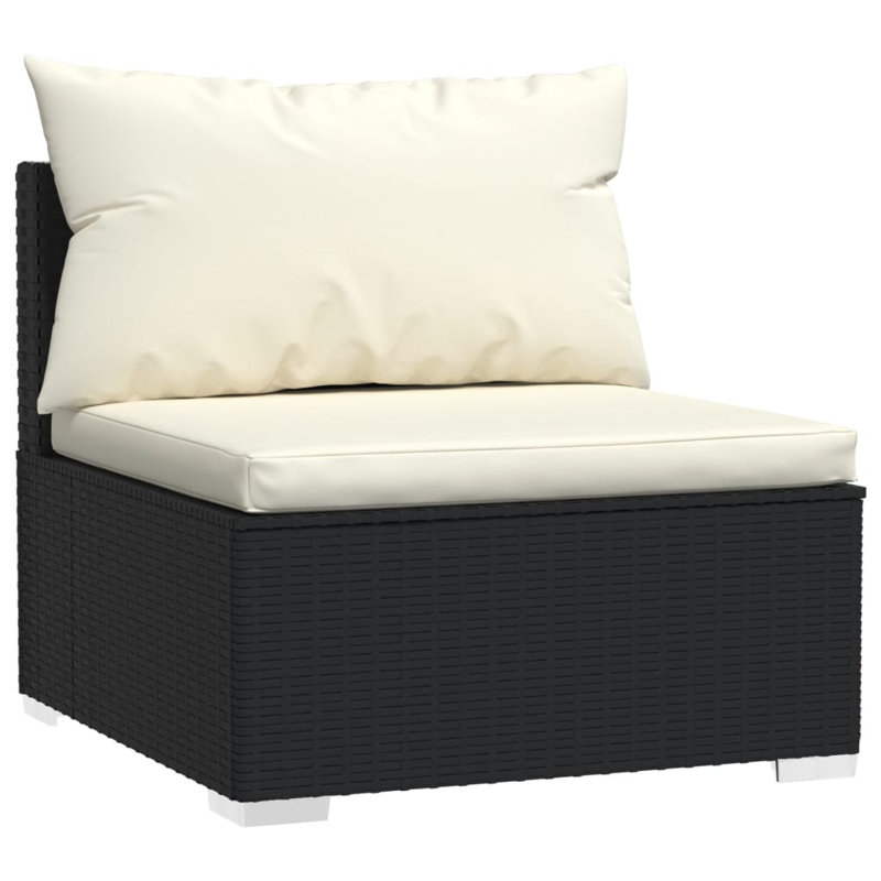 Latitude Run® 3 Piece Patio Lounge Set With Cushions Black Poly Rattan